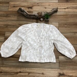 Laura Ashley Floral Cotton Flowy Summer Long Sleeve Blouse